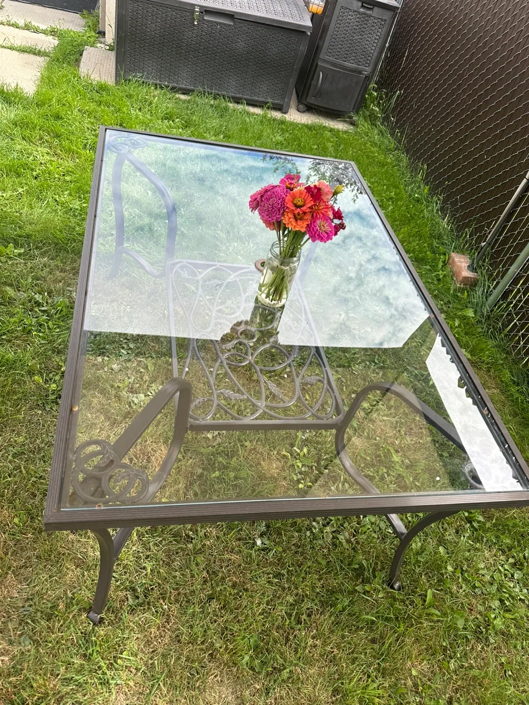 Outdoor Patio Dining Set with Glass Table and Six Chairs 🥕 image indicator(6)