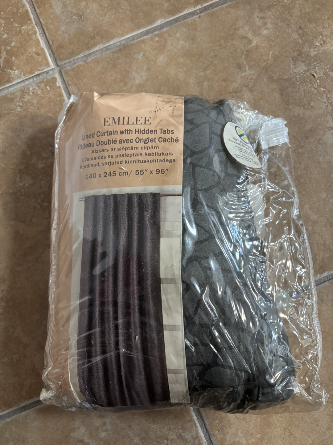 Emilee Lined Curtain with Hidden Tabs 55"x96"