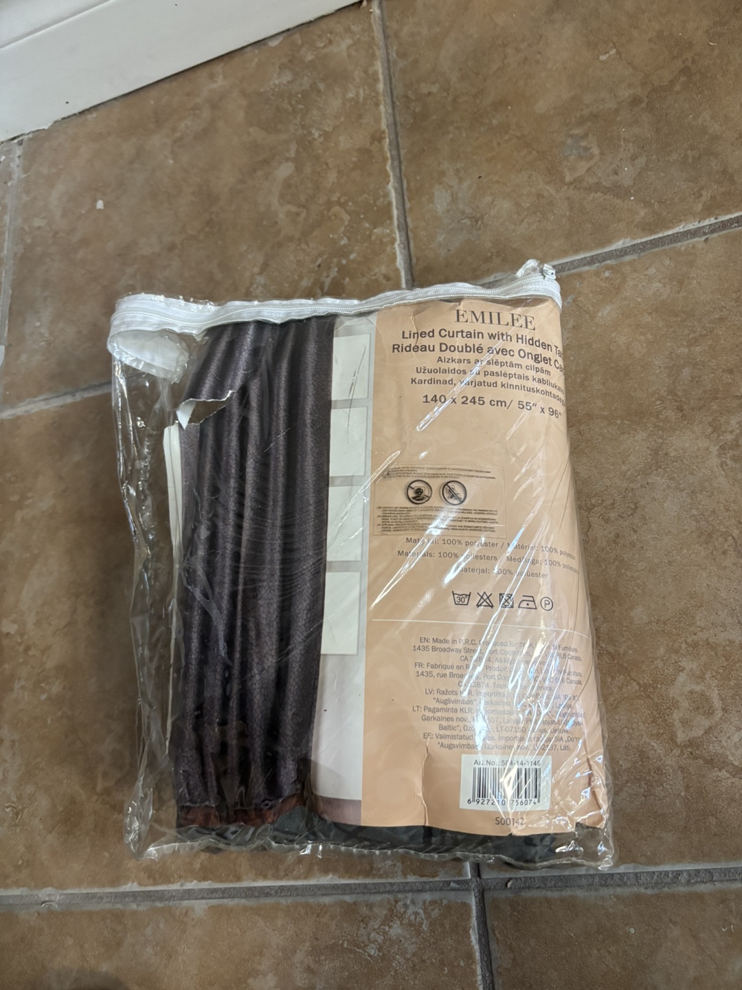 Emilee Lined Curtain with Hidden Tabs 55"x96" - photo 2
