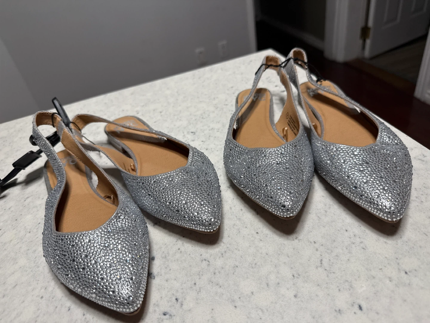 Madden NYC Silver Slingback Flats, Size 7