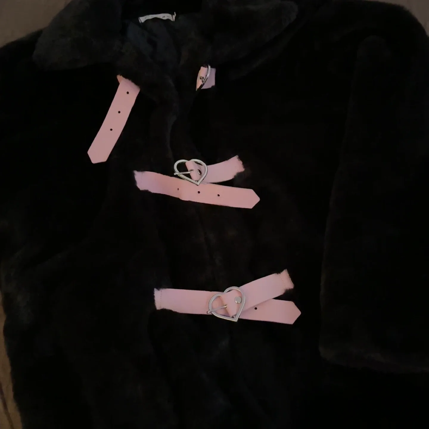 Fur Coat - Black with Pink Accents thumbnail