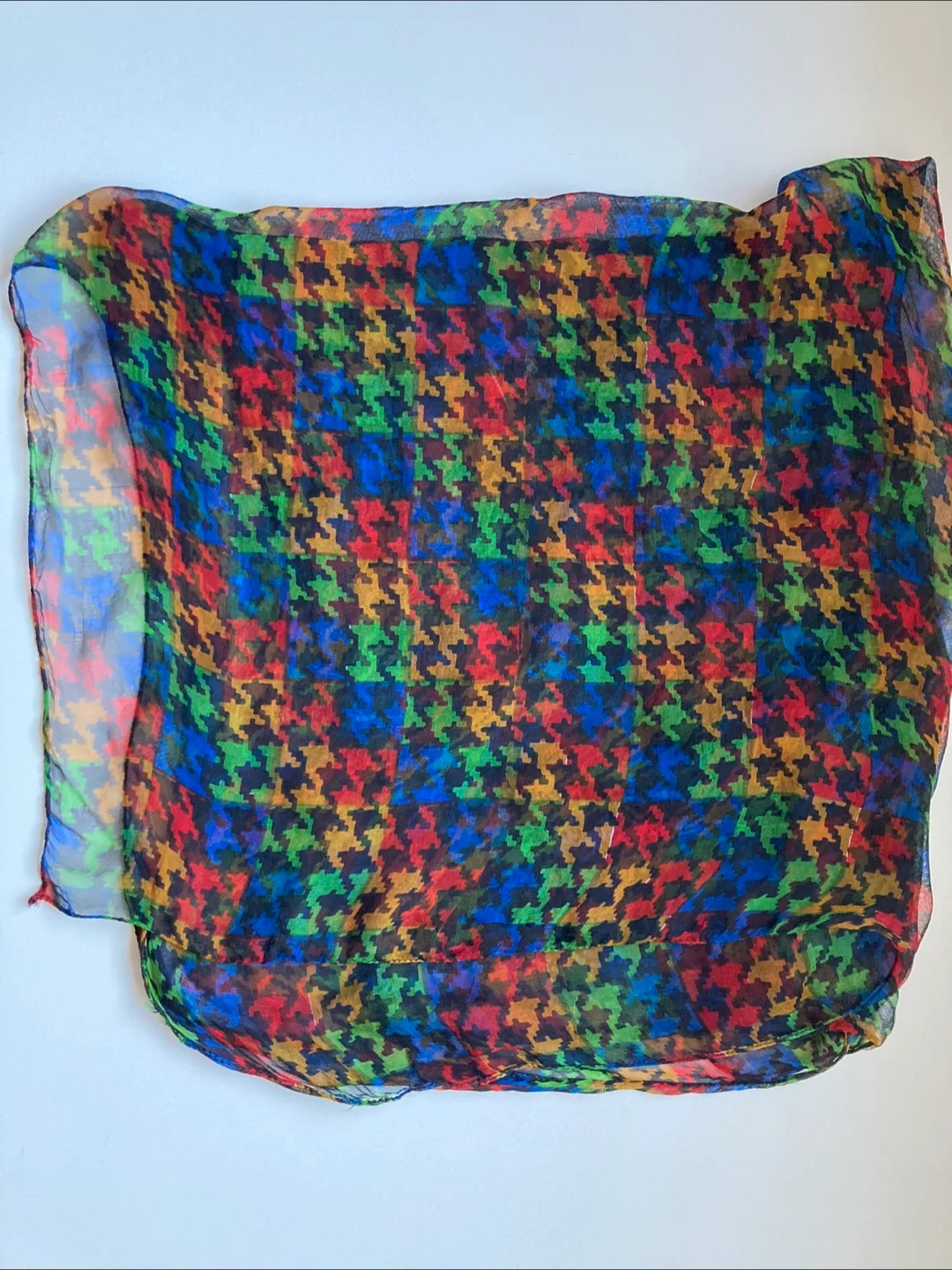 Colorful Houndstooth Print Scarf thumbnail