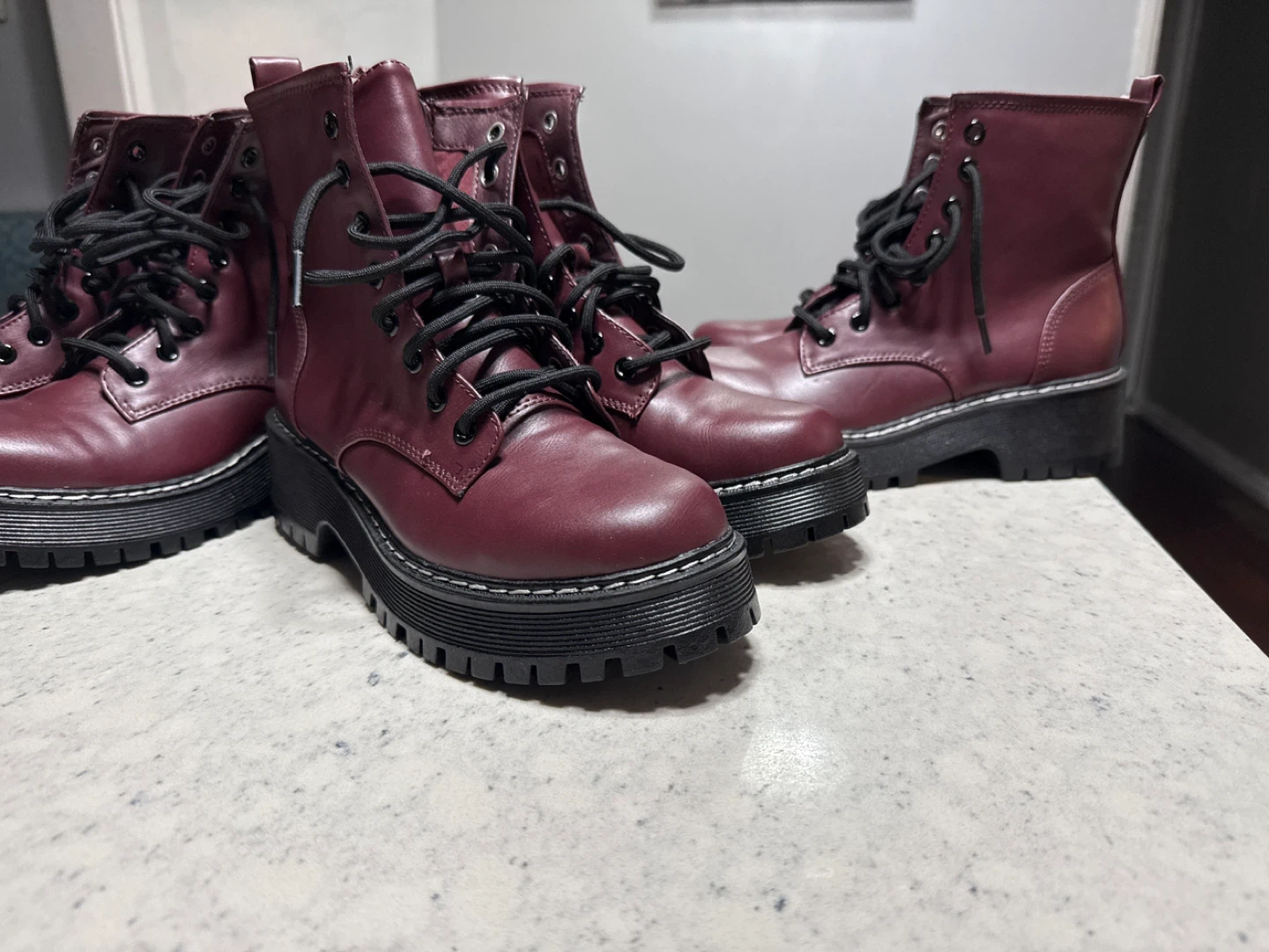 Burgundy Platform Boots - Size 7 - photo 2