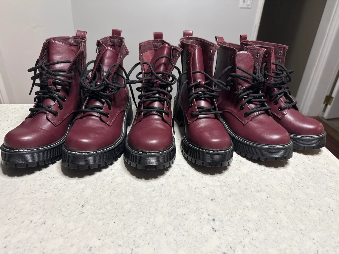 Burgundy Platform Boots - Size 7