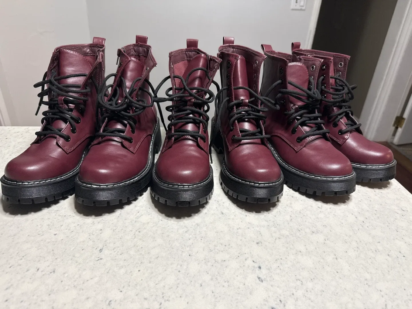 Burgundy Platform Boots - Size 6, 7 thumbnail