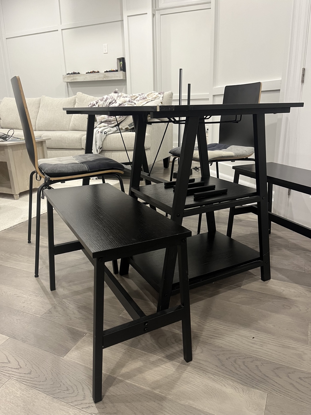 Black Dining Table Set with 2 Chairs & Bench - photo 3