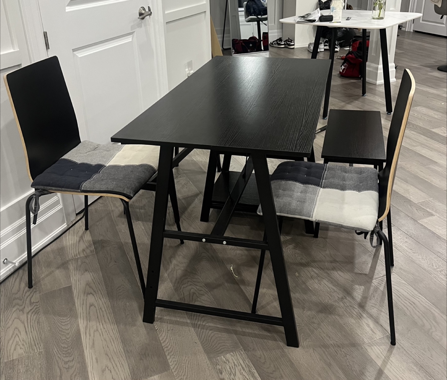 Black Dining Table Set with 2 Chairs & Bench - photo 2