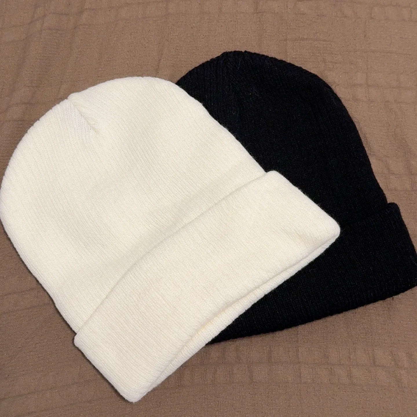 Beanie Hats - Black and Cream thumbnail