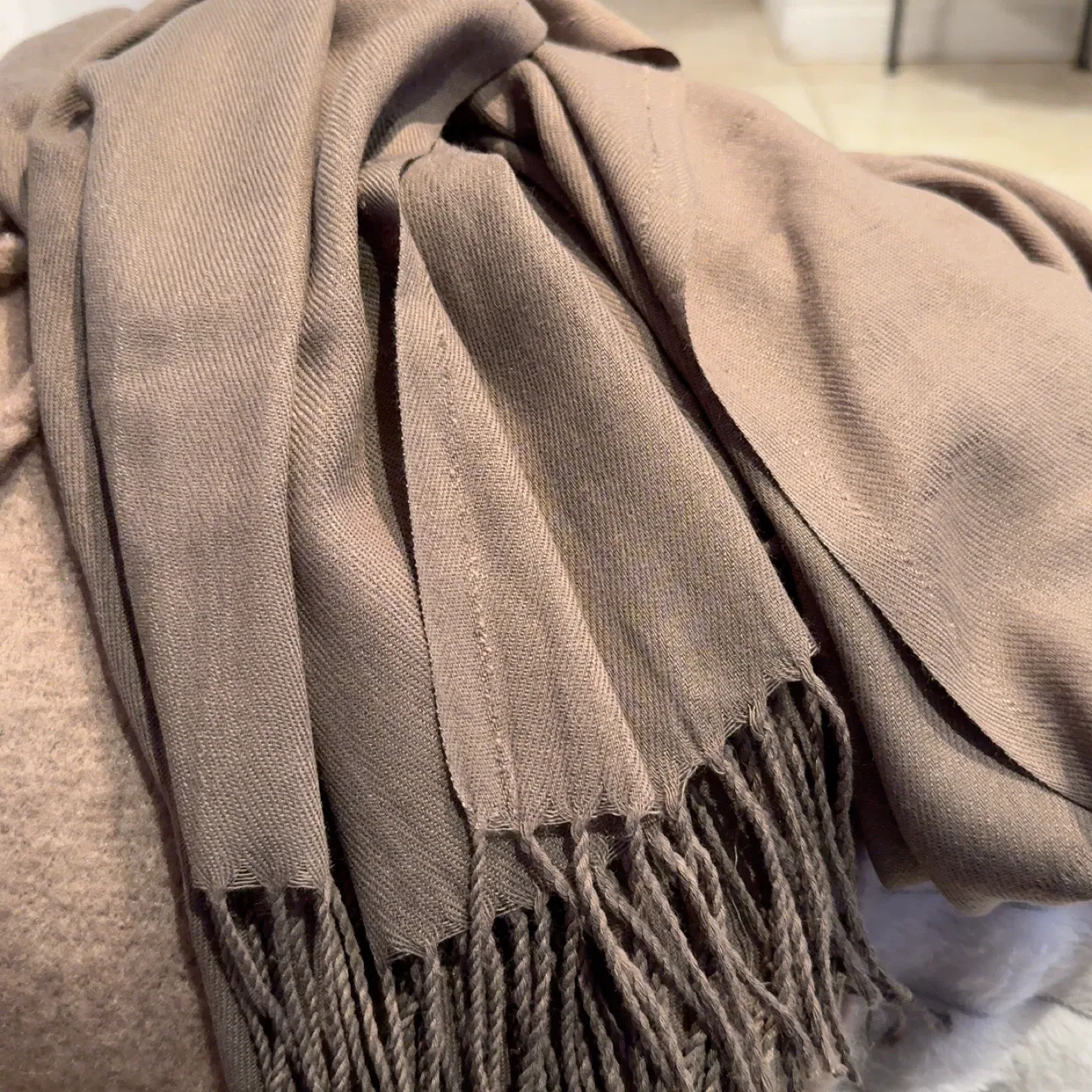 Taupe Scarf with Fringe thumbnail