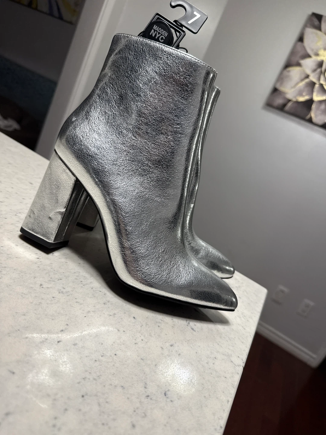 Madden NYC Silver Ankle Boots - Size 7