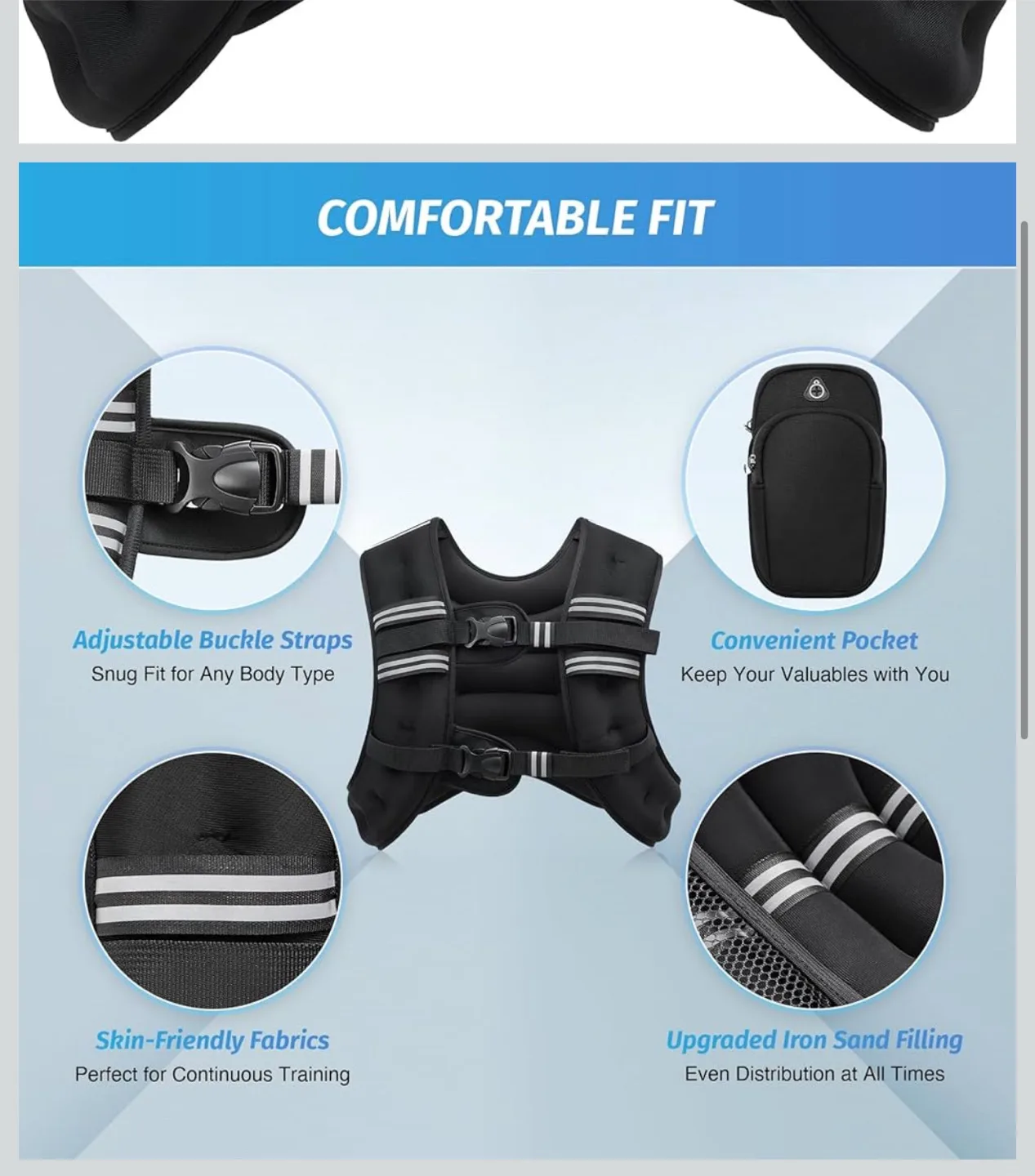 Adjustable Weighted Vest - Black 16 lb image indicator(2)