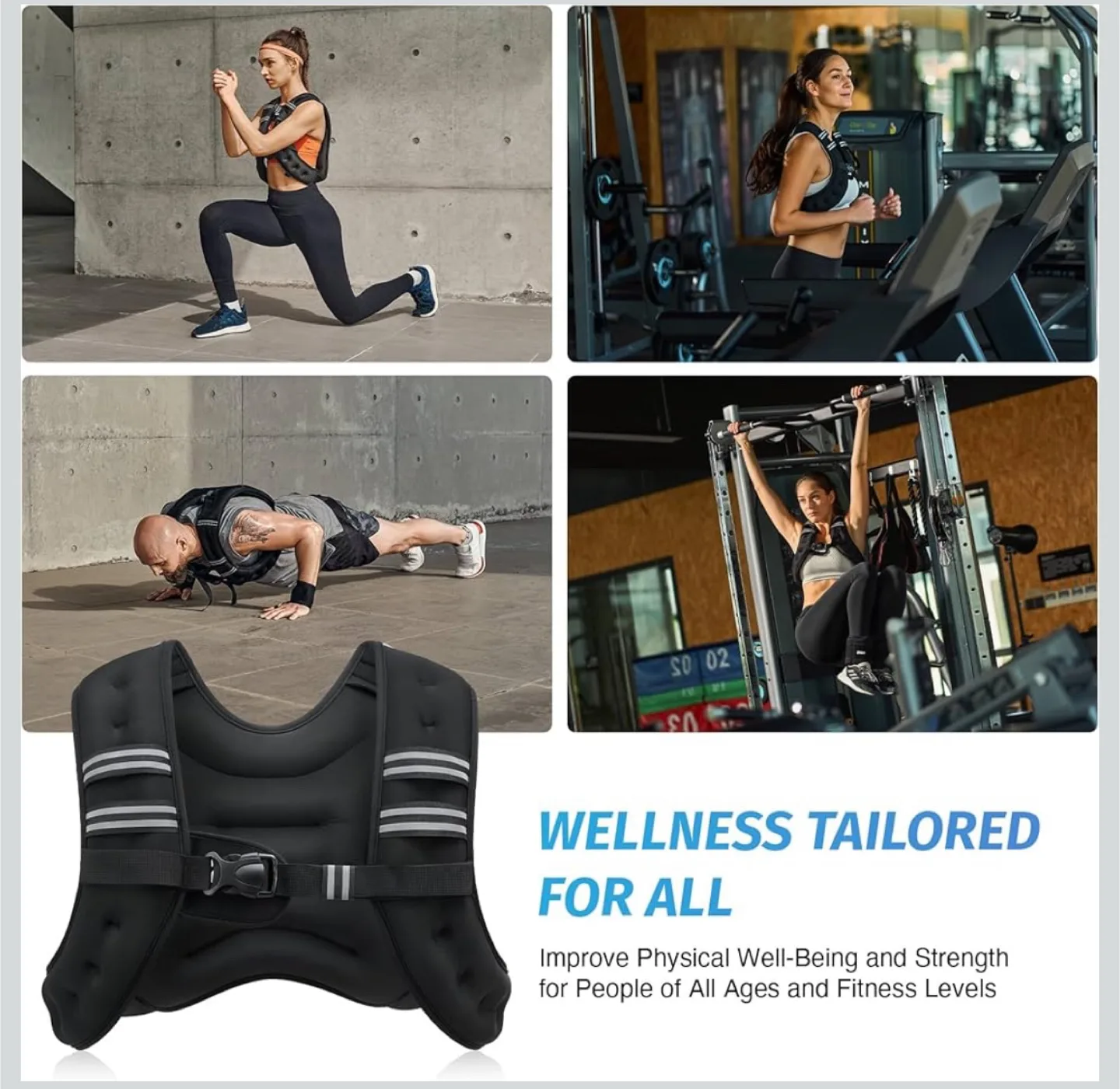 Adjustable Weighted Vest - Black 16 lb image indicator(6)