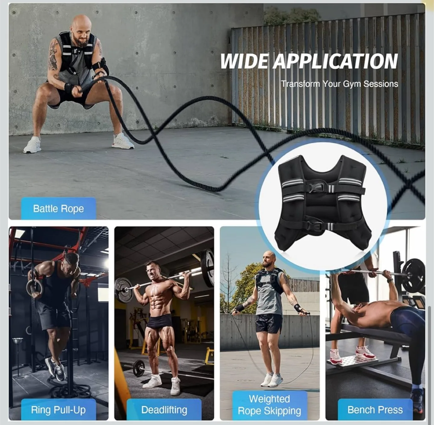 Adjustable Weighted Vest - Black 16 lb image indicator(5)