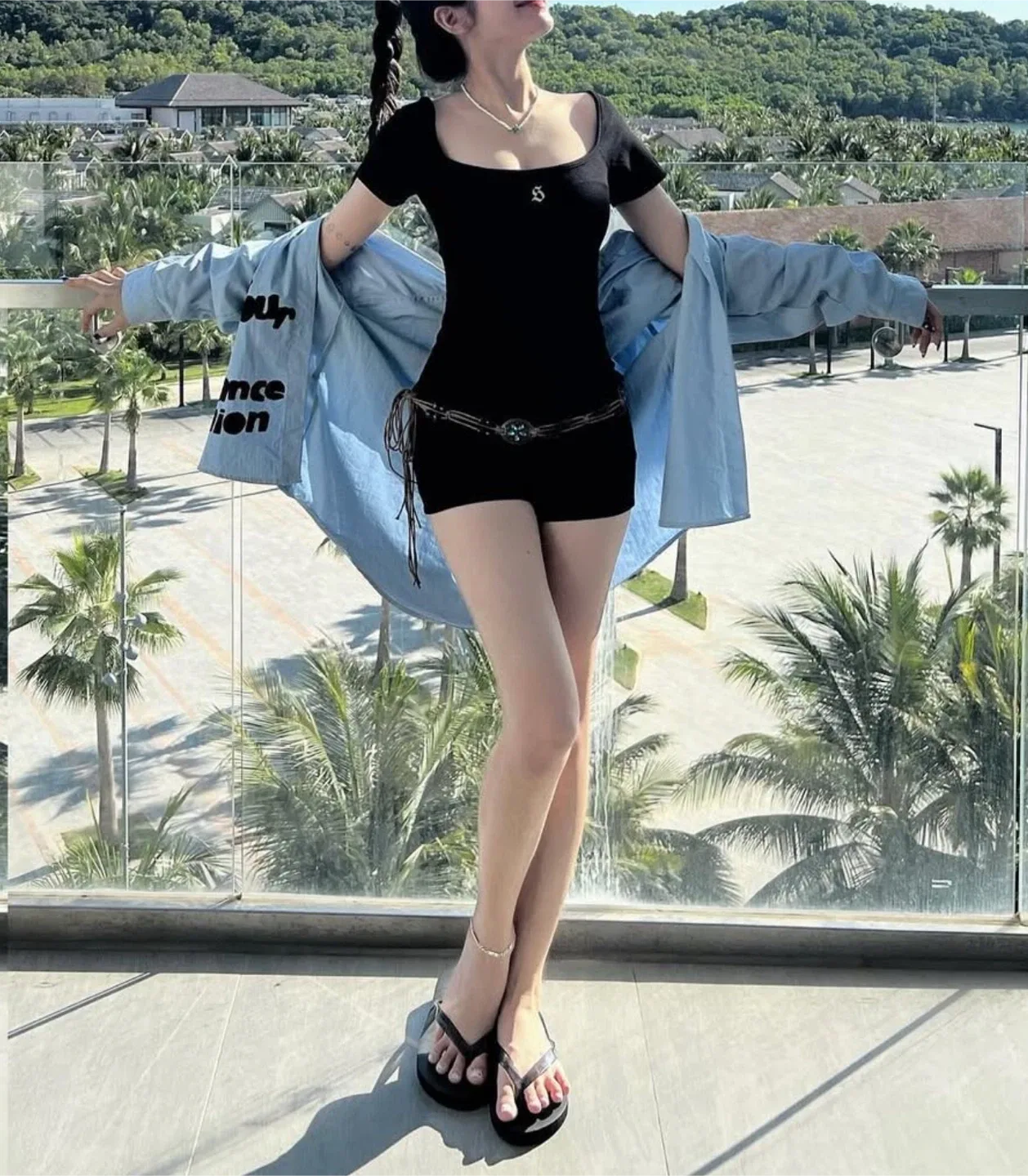 Sisters Black Ribbed Romper thumbnail