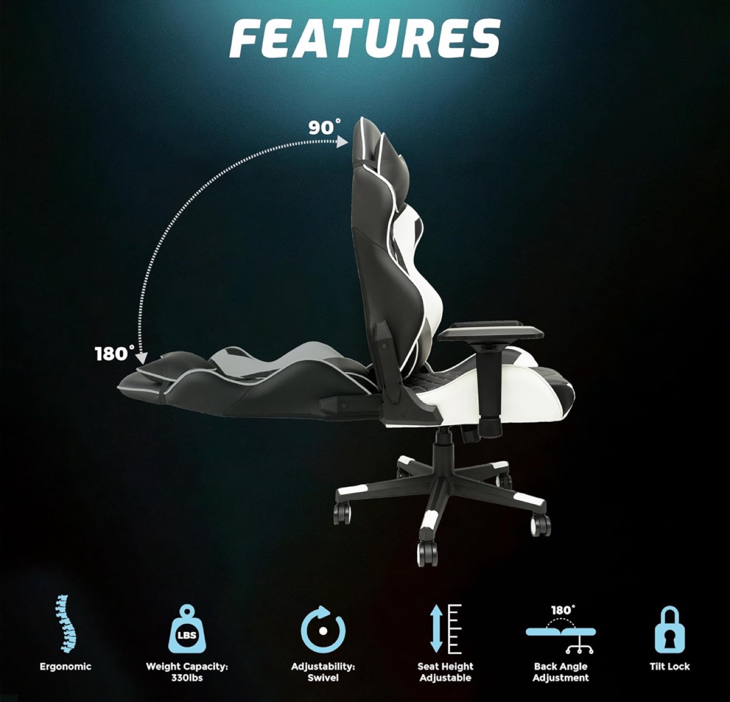 Black & White Gaming Chair - photo 2
