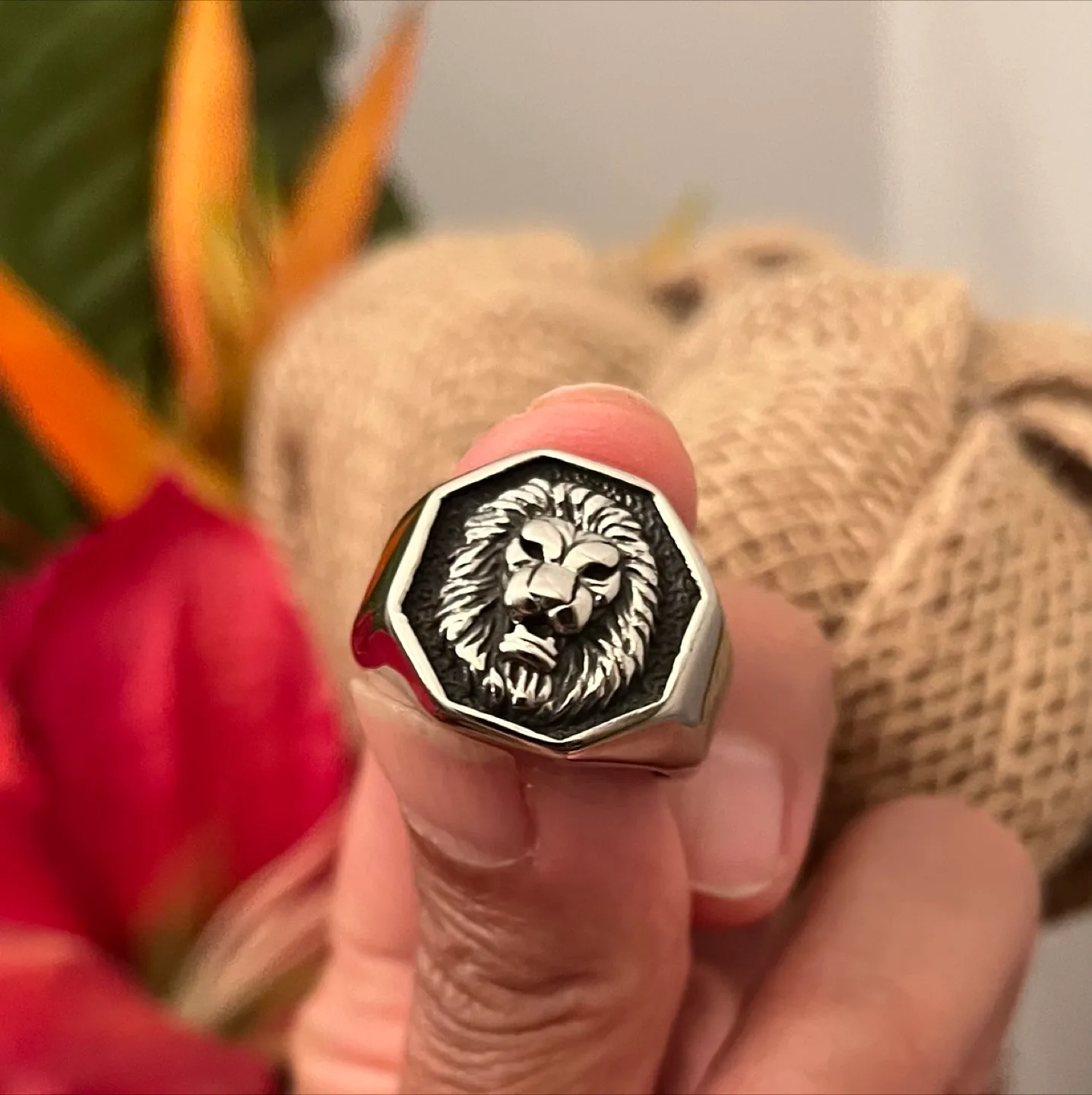 Lion Head Stainless Steel Ring. Size -10 image indicator(4)