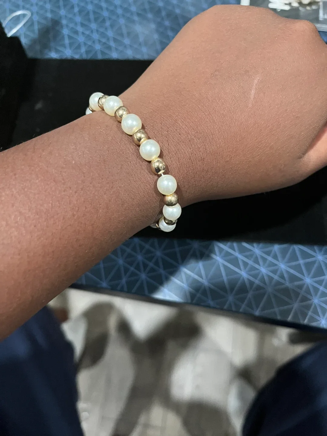 Pearl and Gold Bead Bracelet thumbnail