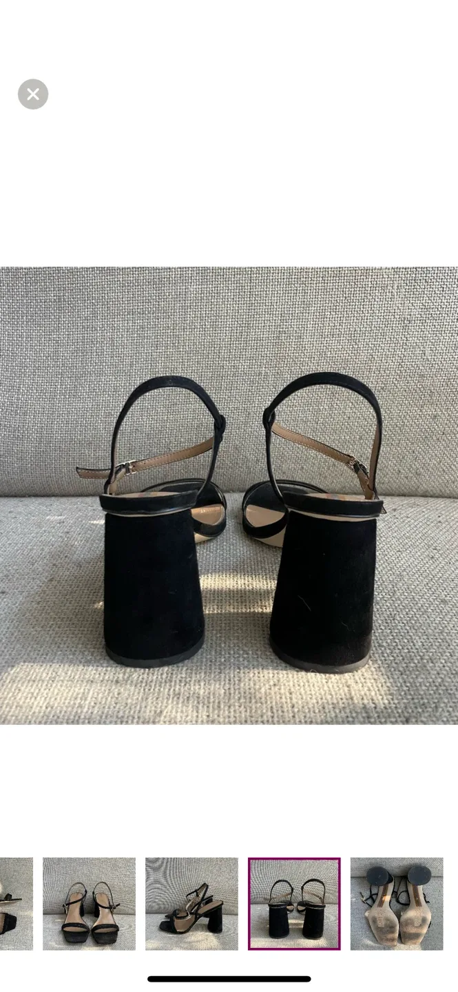 Sam Edelman Black Suede Block Heel Sandals Size 7M image indicator(4)