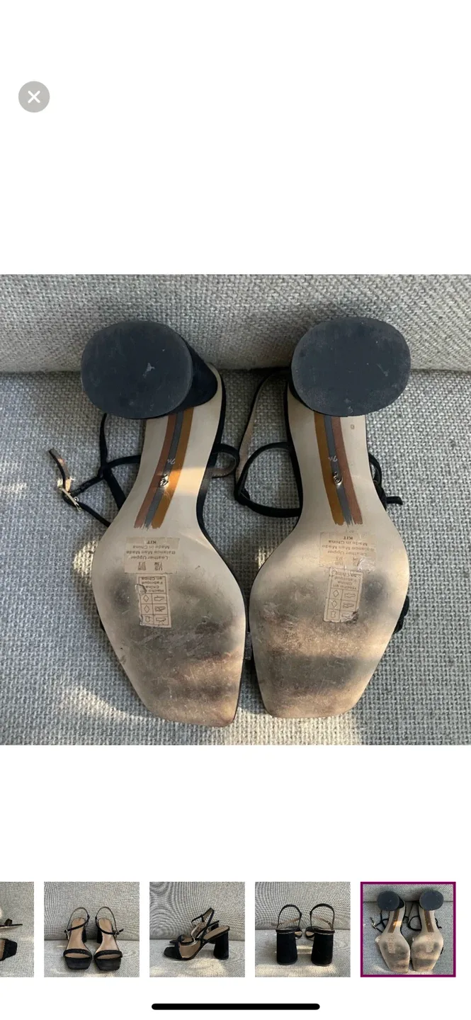 Sam Edelman Black Suede Block Heel Sandals Size 7M image indicator(5)