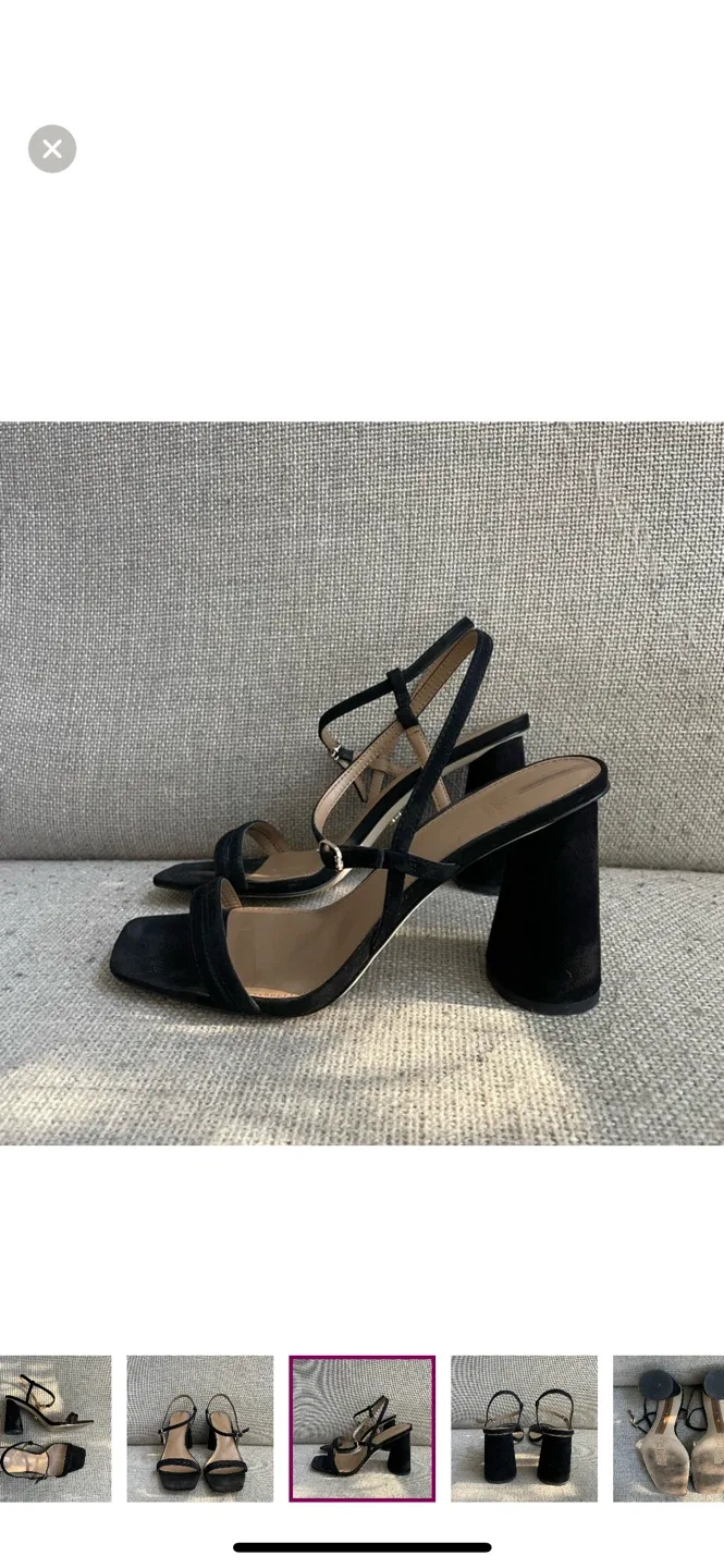 Sam Edelman Black Suede Block Heel Sandals Size 7M image indicator(3)