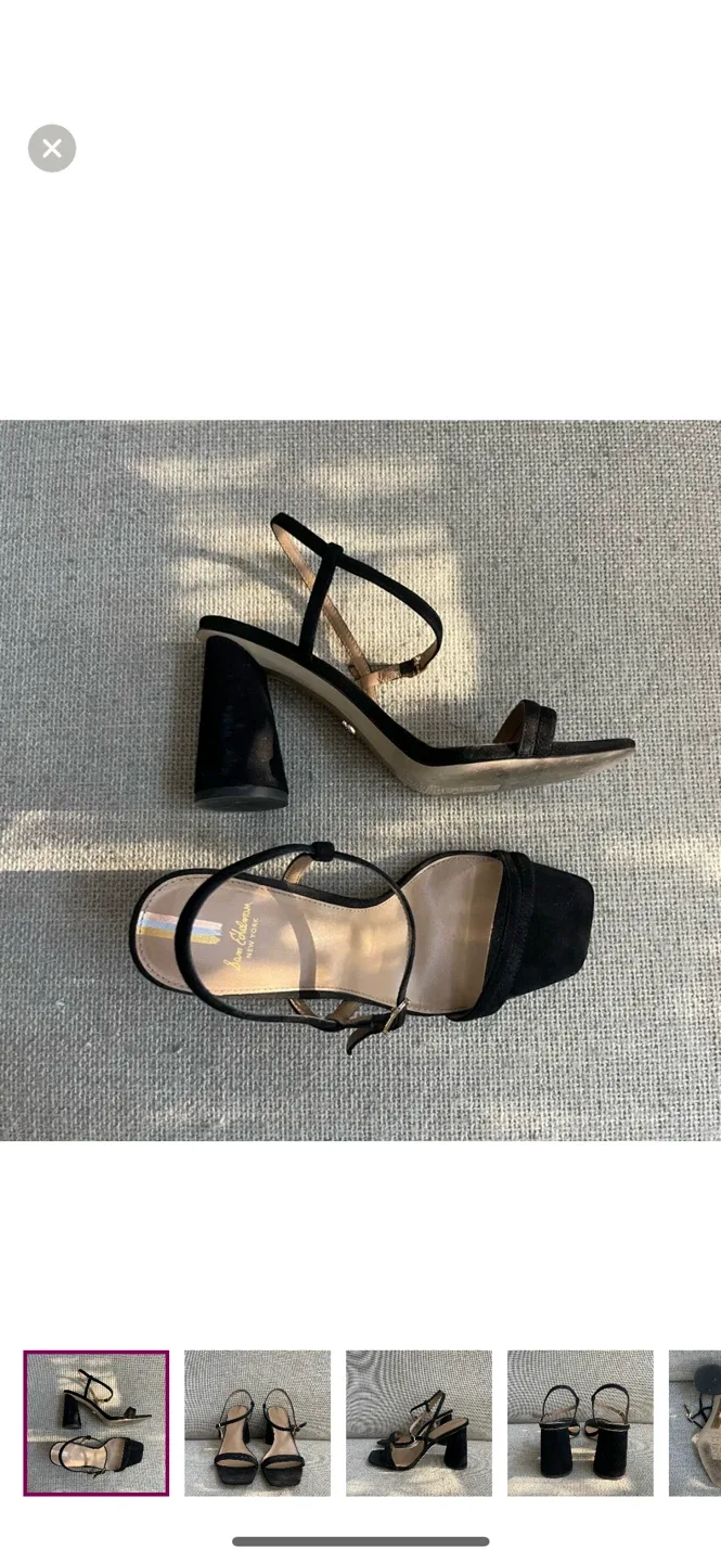 Sam Edelman Black Suede Block Heel Sandals Size 7M image indicator(2)