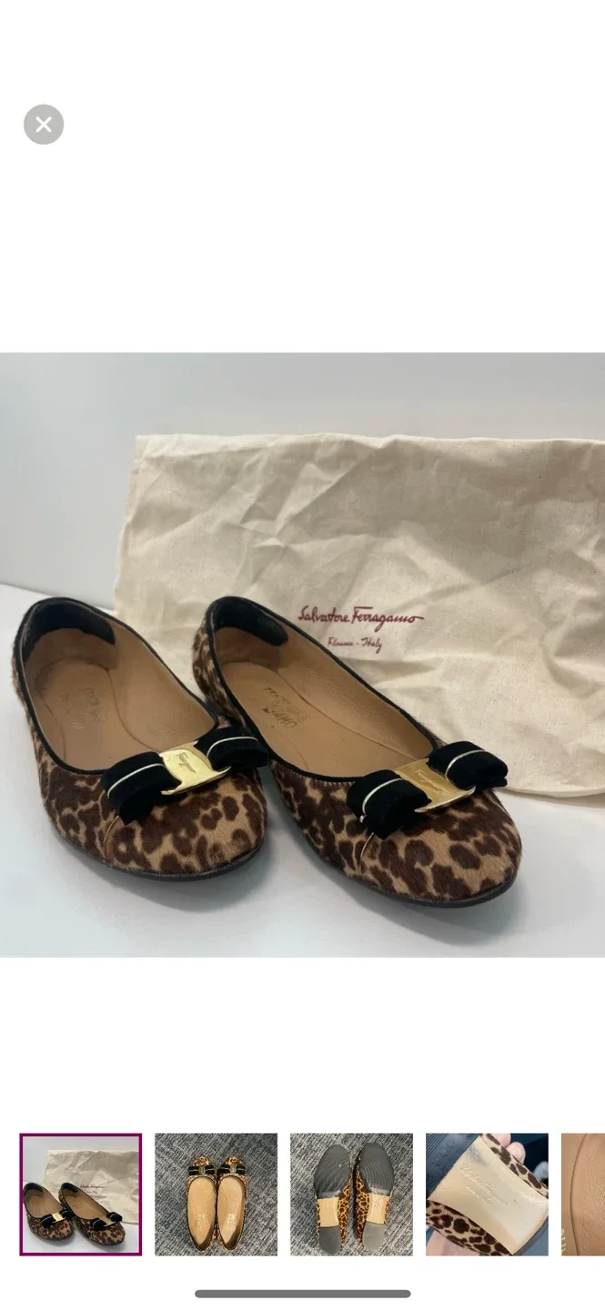 Salvatore Ferragamo Leopard Print Ballet Flats - Size 8