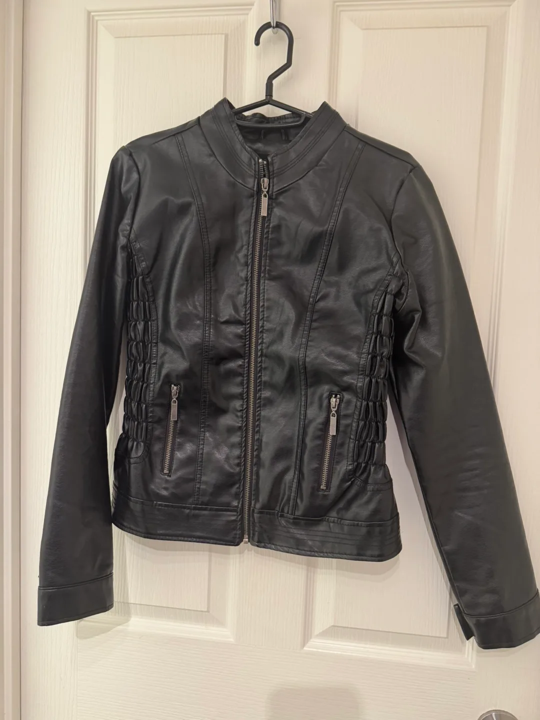 New Look Black Faux Leather Jacket Size XS thumbnail