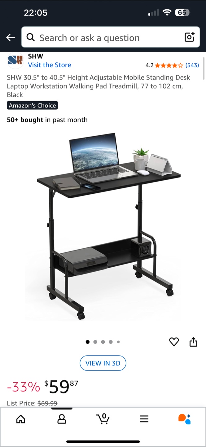 SHW Adjustable standing laptop desk