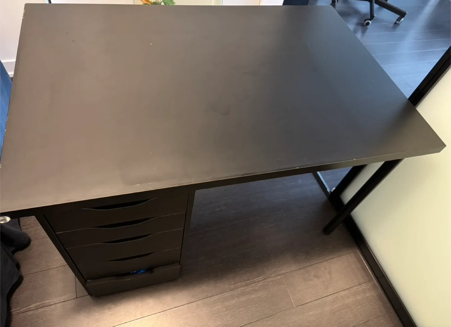 Dark Brown Ikea Desk with Alex Drawers - 47 x 31.5 inches