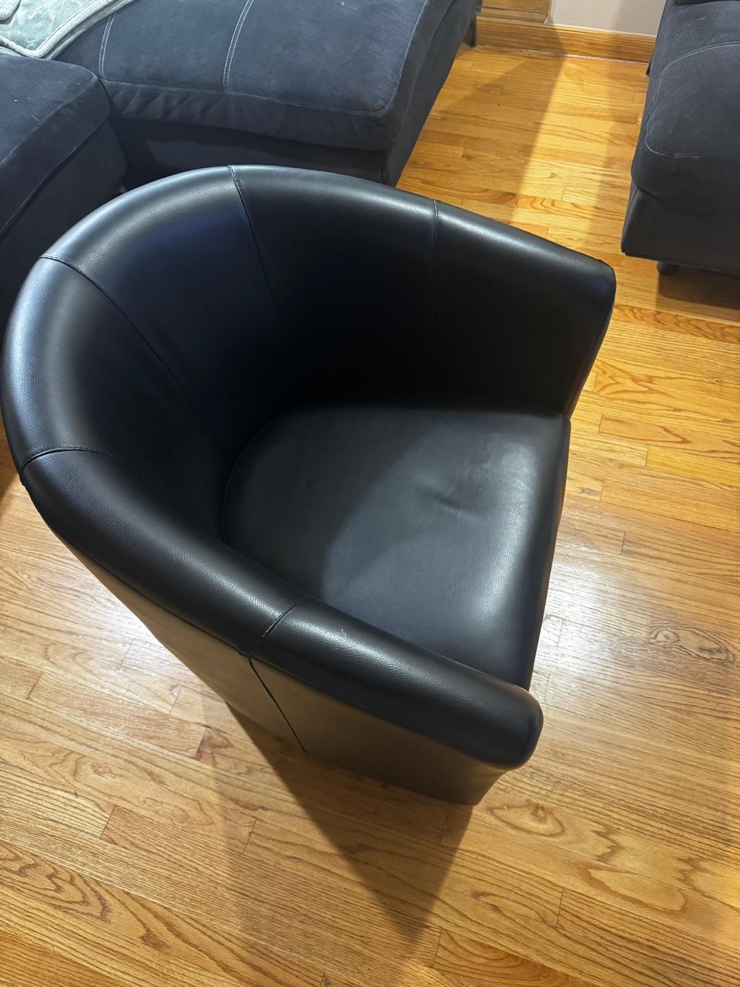 Black Leather Barrel Chair