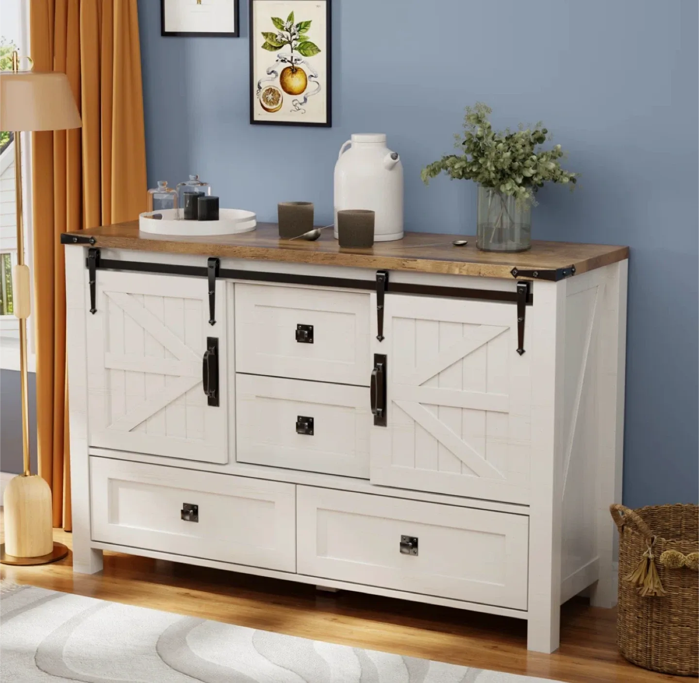 Gracie Oaks 4-Drawer Dresser with 2 Cabinets image indicator(3)