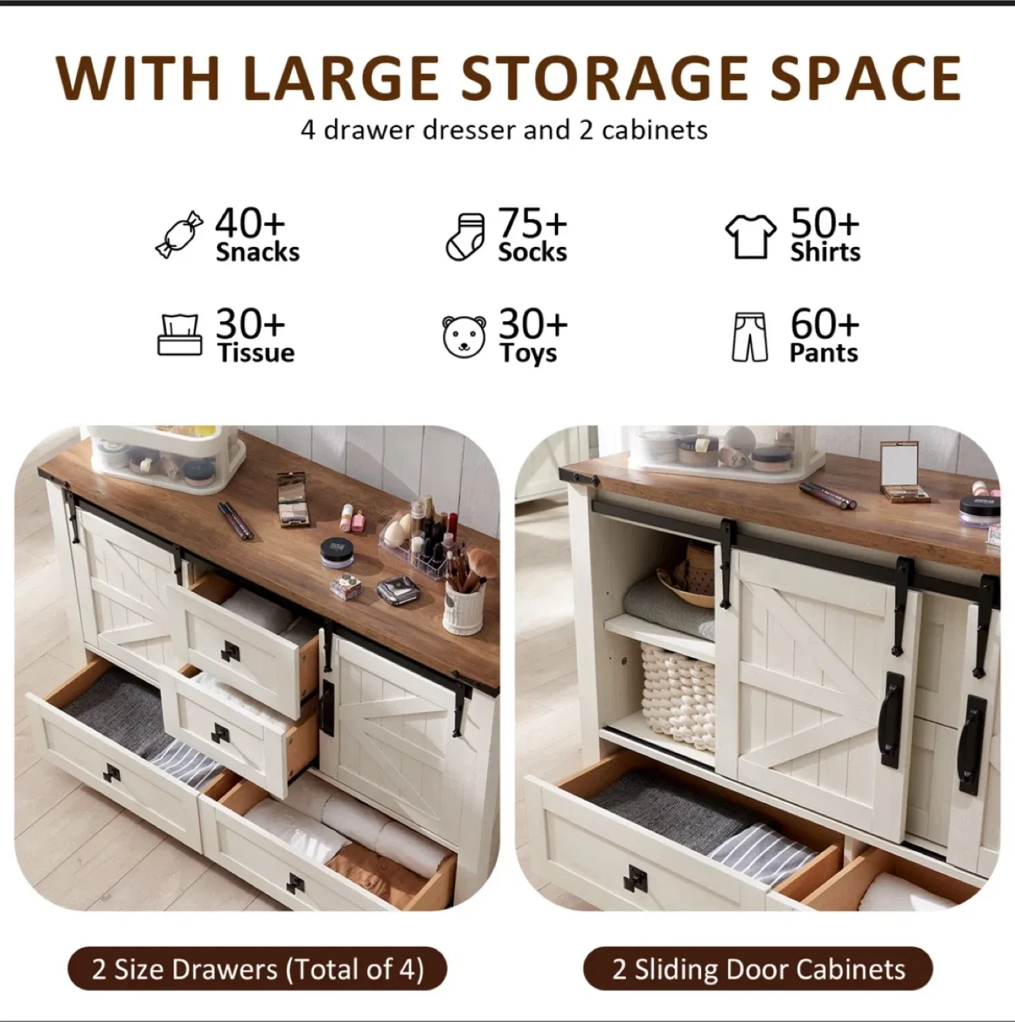 Gracie Oaks 4-Drawer Dresser with 2 Cabinets image indicator(4)