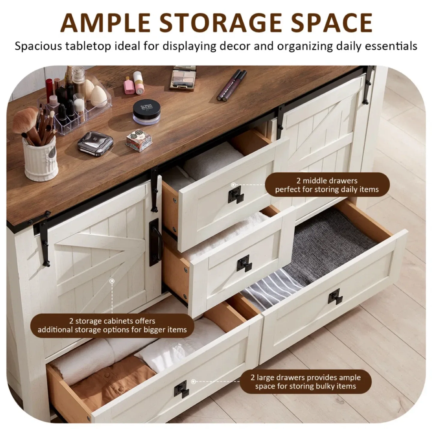Gracie Oaks 4-Drawer Dresser with 2 Cabinets image indicator(8)