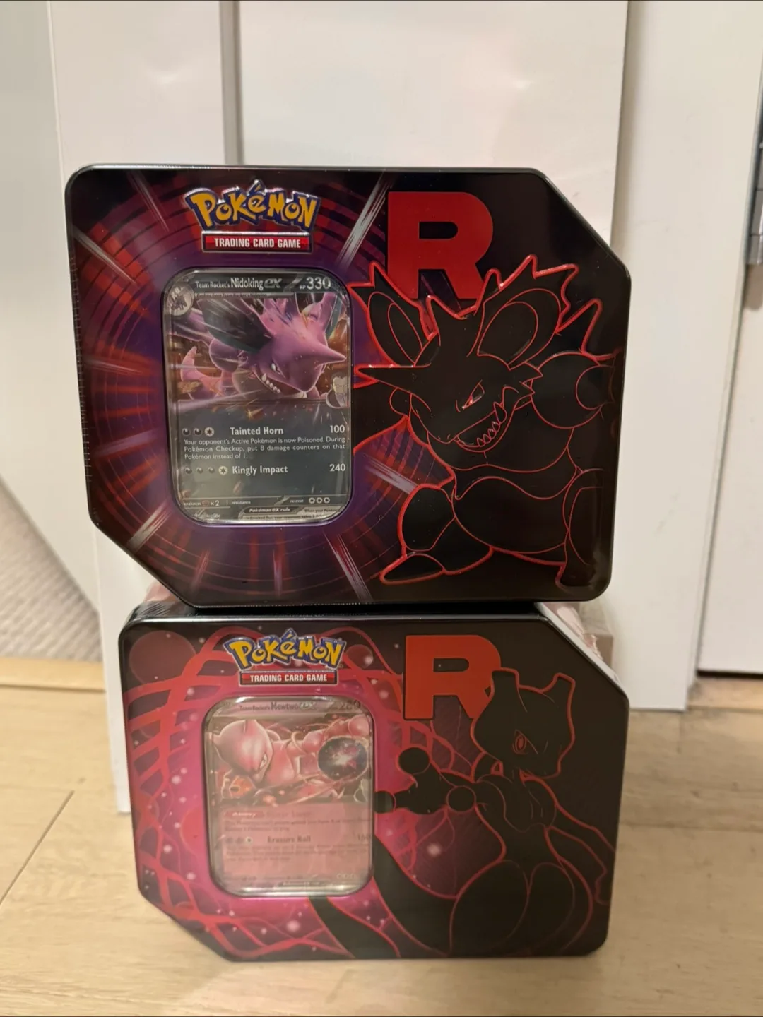 Pokemon team rocket tin case Nidoking Ex & Mewtwo ex thumbnail