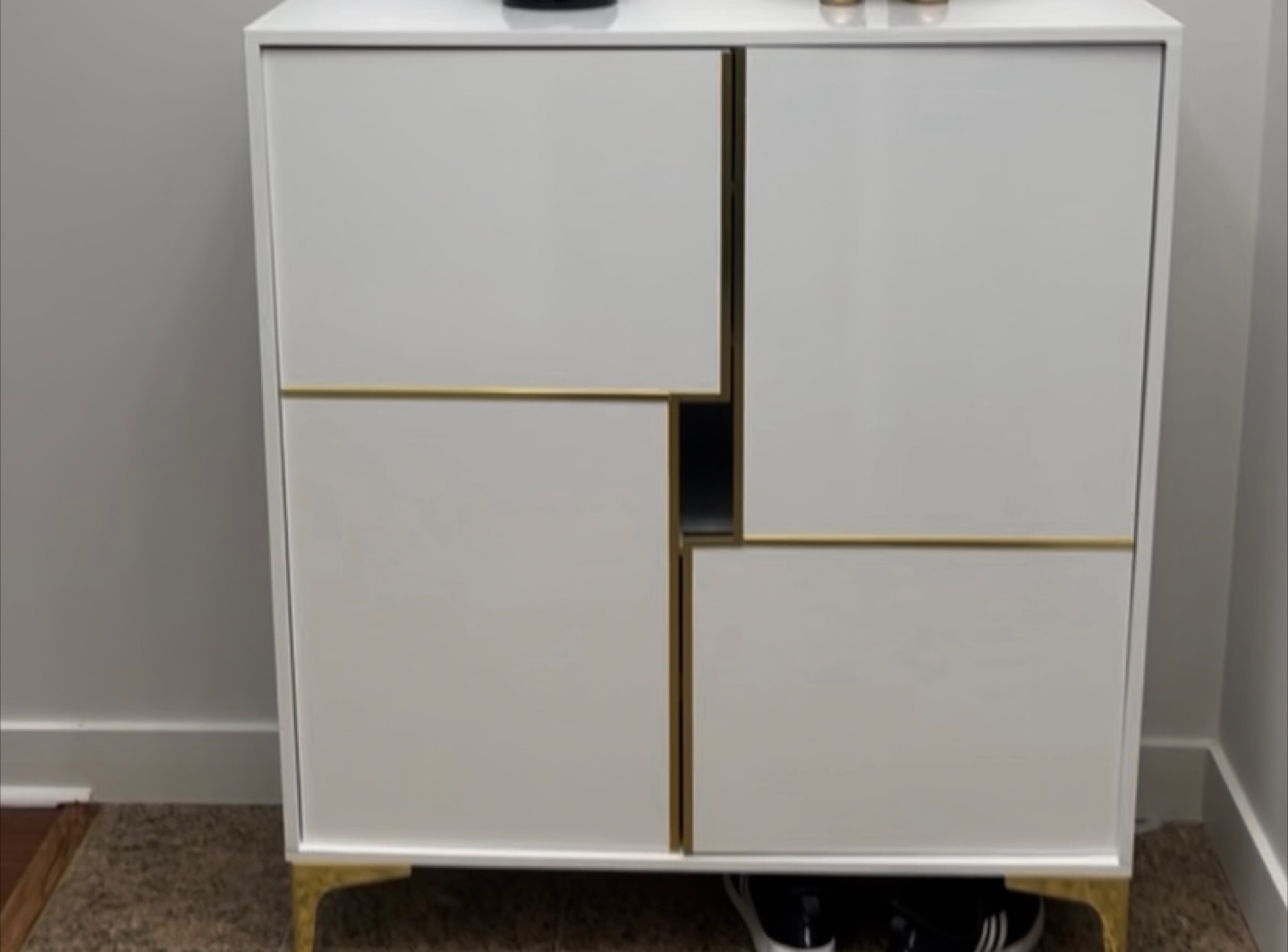 White Cabinet with Gold Trim (Shoe Cabinet) - photo 4