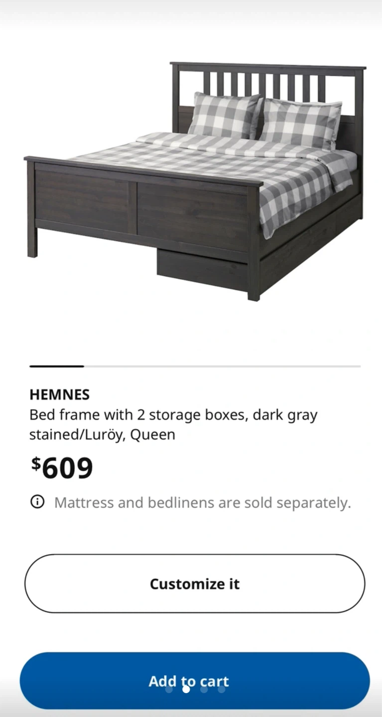 IKEA Hemnes Queen Bed Frame with Storage - photo 2