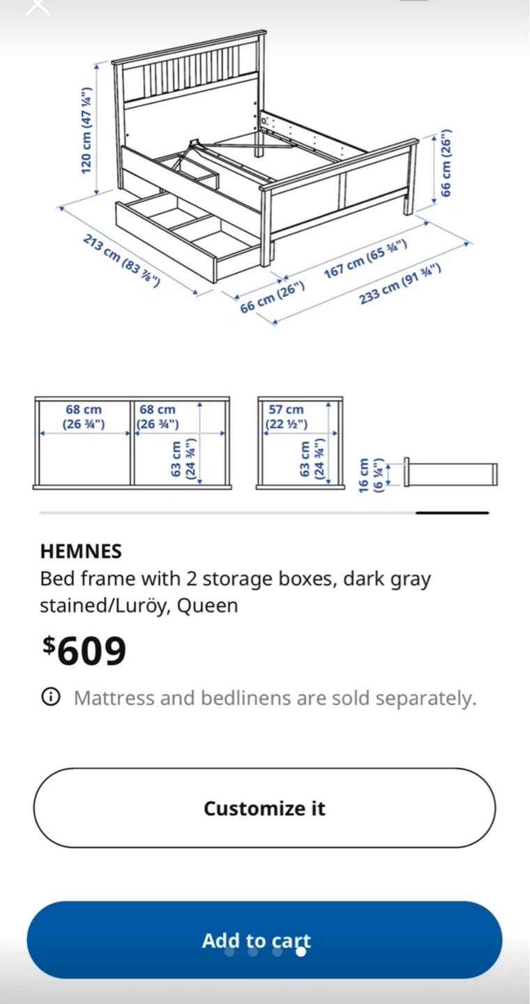 IKEA Hemnes Queen Bed Frame with Storage - photo 4