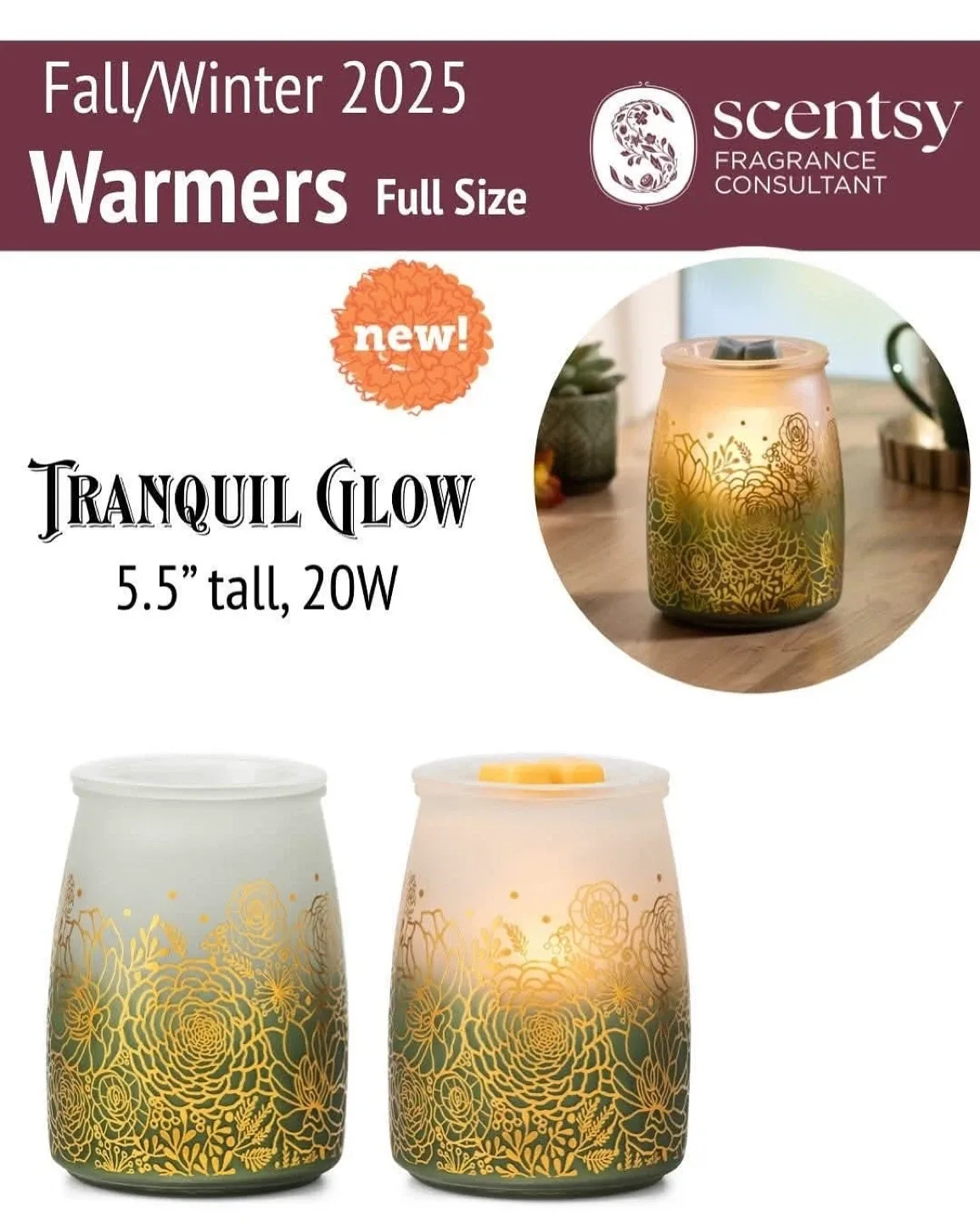 Scentsy Tranquil Glow Warmer! thumbnail