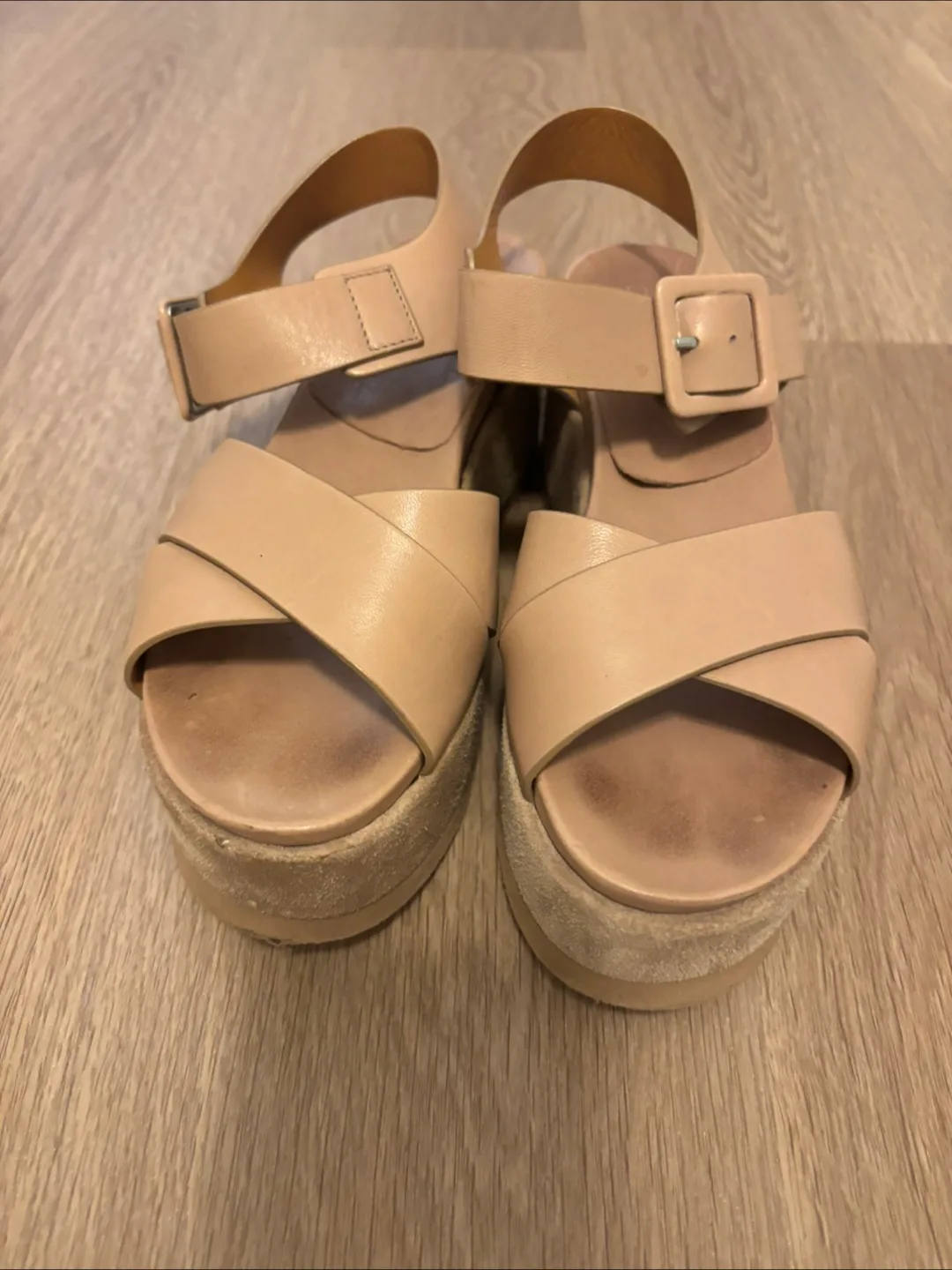 Gravity Pope Beige Leather Platform Sandals Size 6 thumbnail