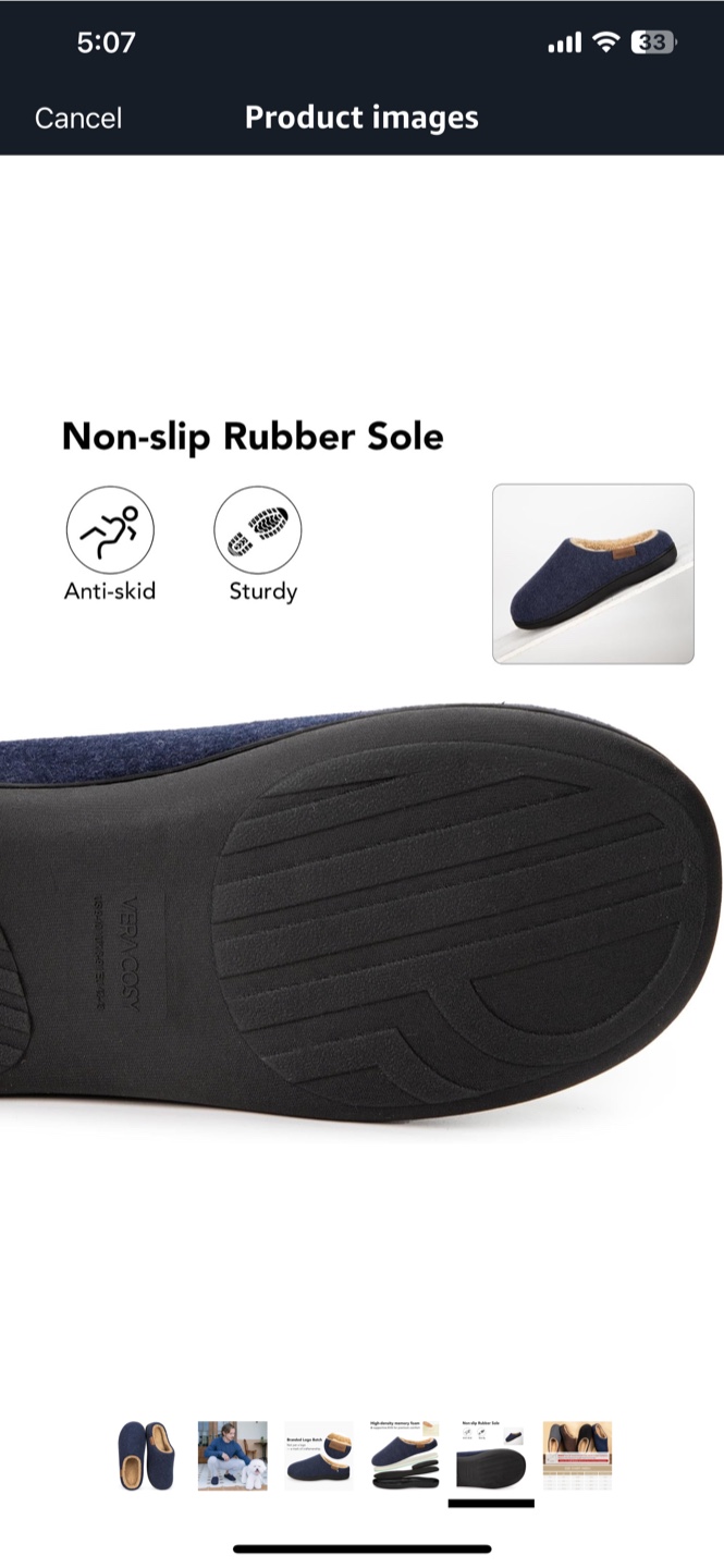 VeraCosy Men's Fuzzy Slippers - Dark Indigo Blue, US 7-8 - photo 5