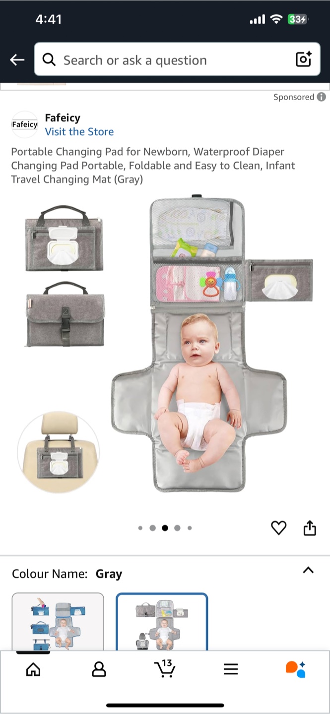 Fafeicy Portable Diaper Changing Pad - Gray - photo 3