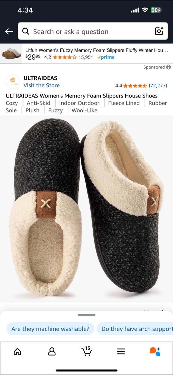 ULTRAIDEAS Fuzzy Memory Foam Slippers