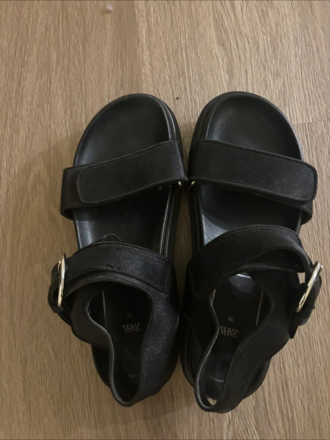 Zara Black Sandals Size 36 thumbnail
