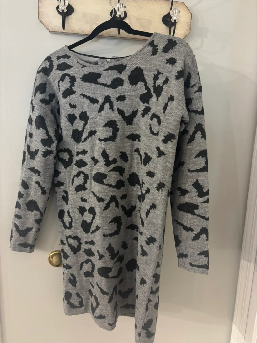 Vero Moda XS Grey Animal Print Sweater Dress thumbnail