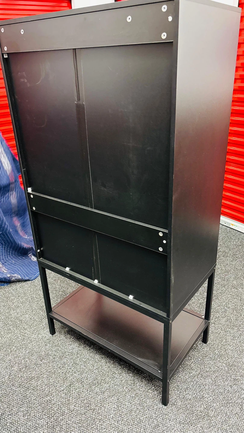 Black Cabinet with Rattan Doors - photo 3
