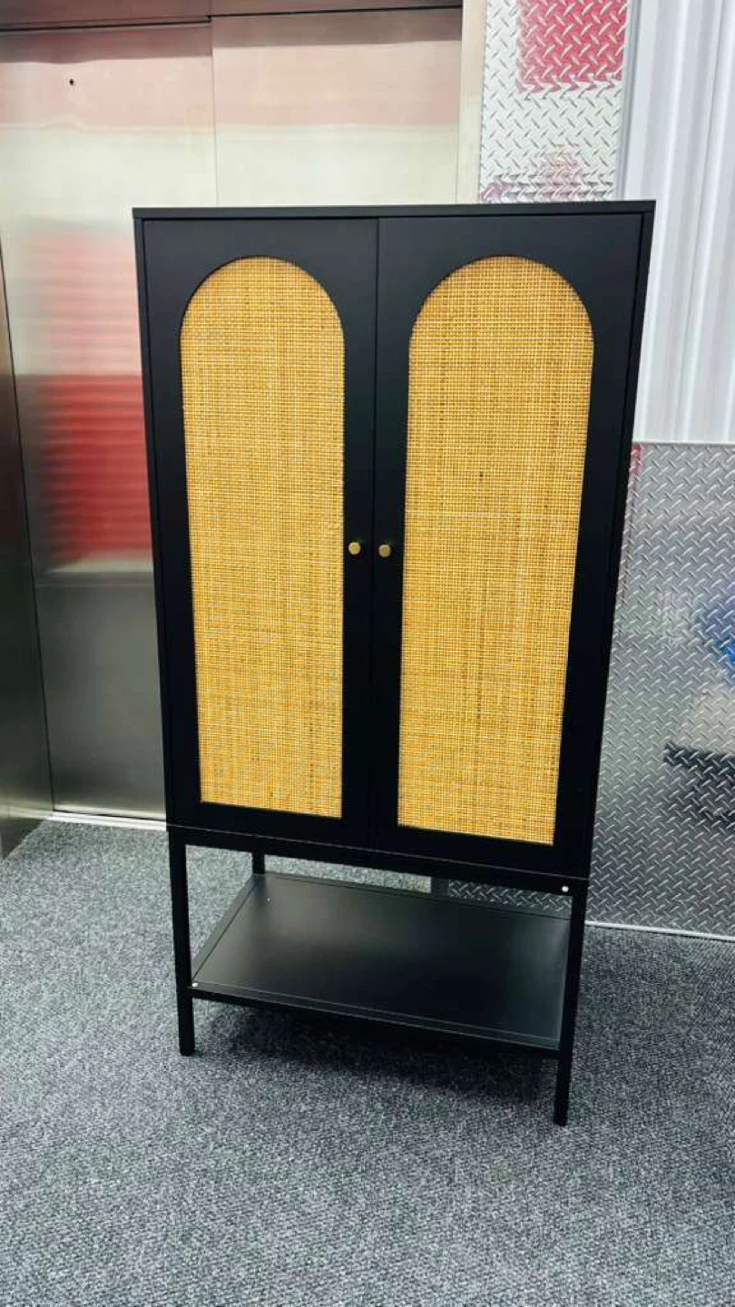 Black Cabinet with Rattan Doors - photo 5