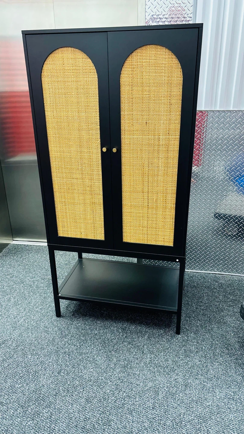 Black Cabinet with Rattan Doors - photo 2