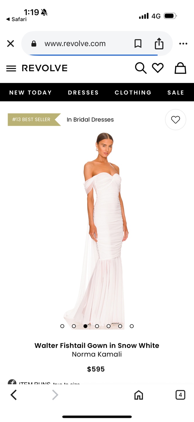 Norma Kamali Walter Fishtail Gown - Snow White