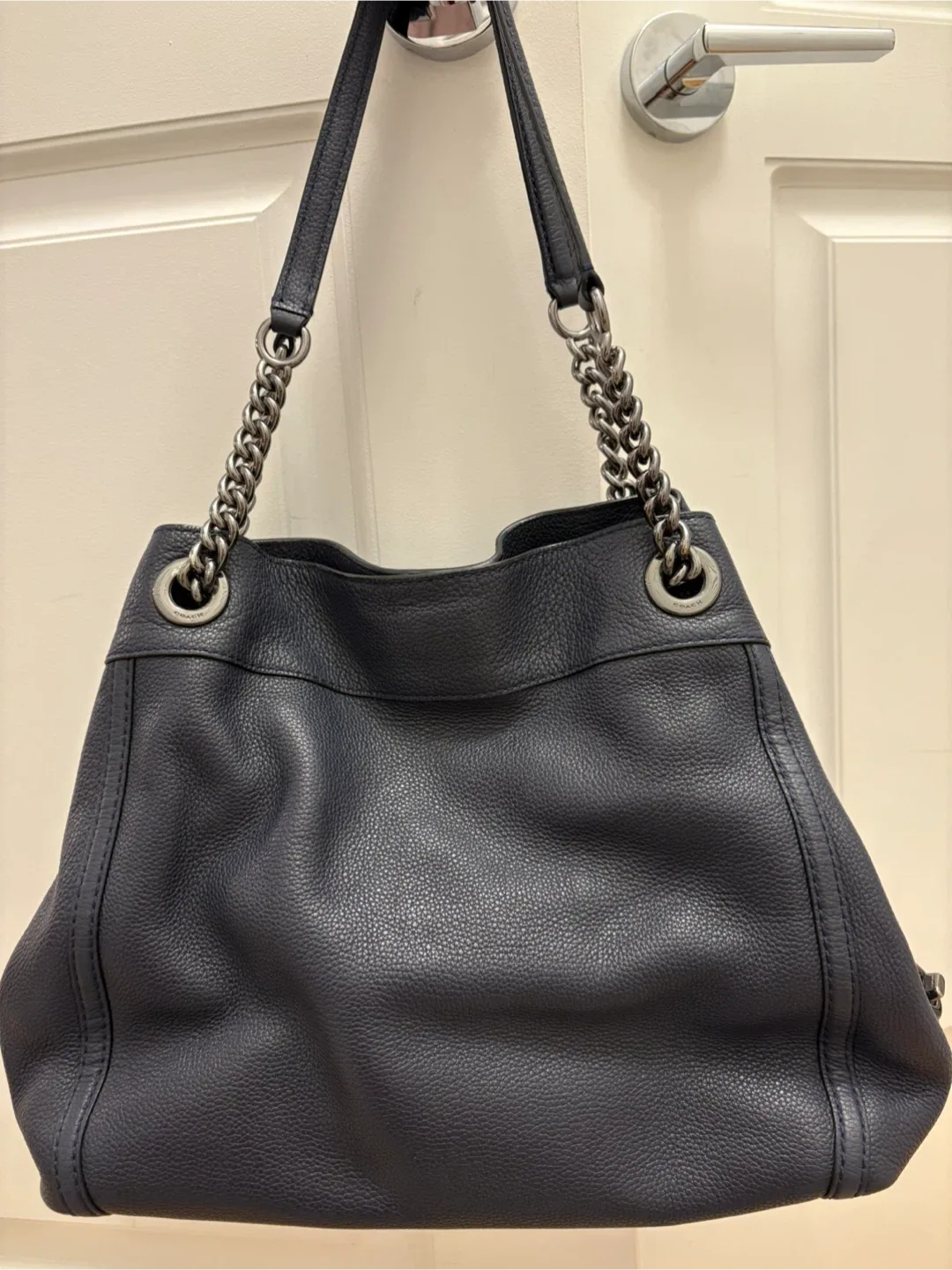 Coach Blue Leather Chain Strap Shoulder Bag image indicator(2)