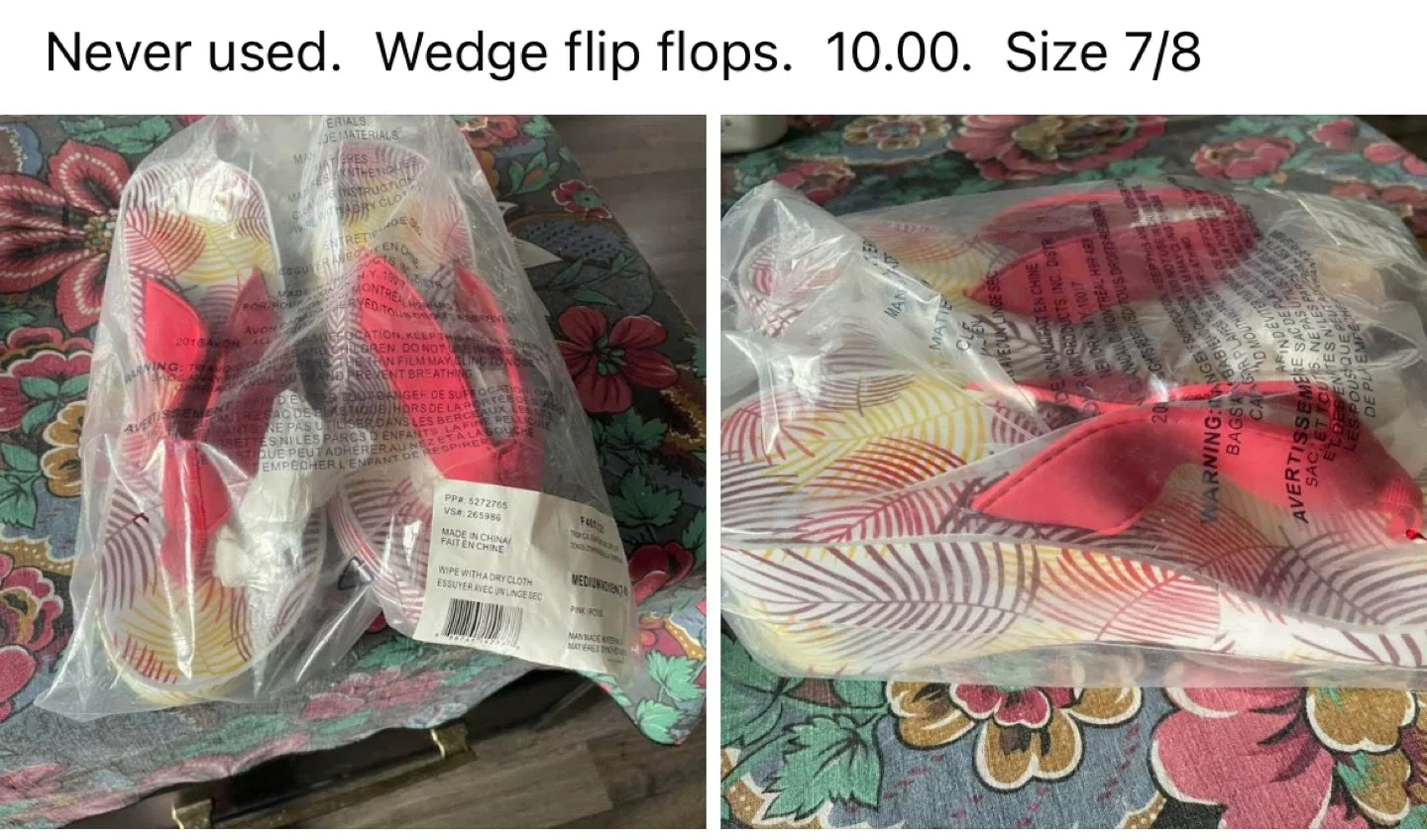 New Wedge Flip Flops - Size 7/8 thumbnail